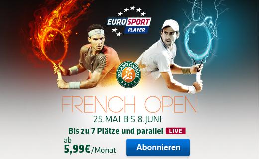 Die French Open auf bis zu 7 Courts Live!