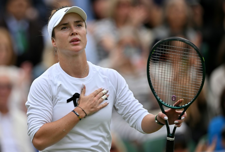 Tearful Svitolina wears black ribbon at Wimbledon after Ukraine hospital attack