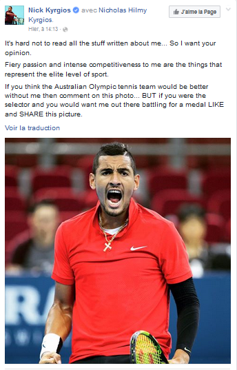 Nick Kyrgios fait face aux critiques dans son pays