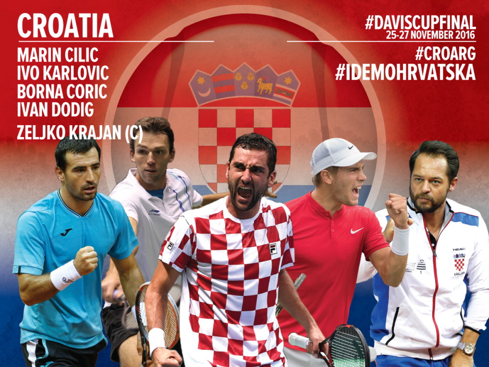 Cilic, Karlovic, Coric et Dodig composent l'équipe de Croatie qui jouera la finale de la Coupe Davis face à l'Argentine (25-27 novembre).