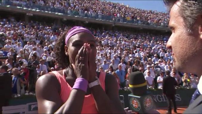 Williams : Moi après je mène d'un set et d'un break (de 2) et je suis un peu nerveuse. Mais, ça va, c'est un rêve pour moi d'avoir gagné 