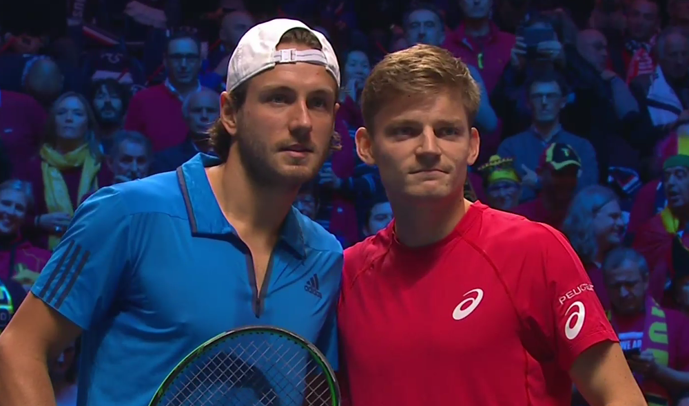 C'est parti entre Pouille et Goffin dans ce 1er match de la finale de la Coupe Davis