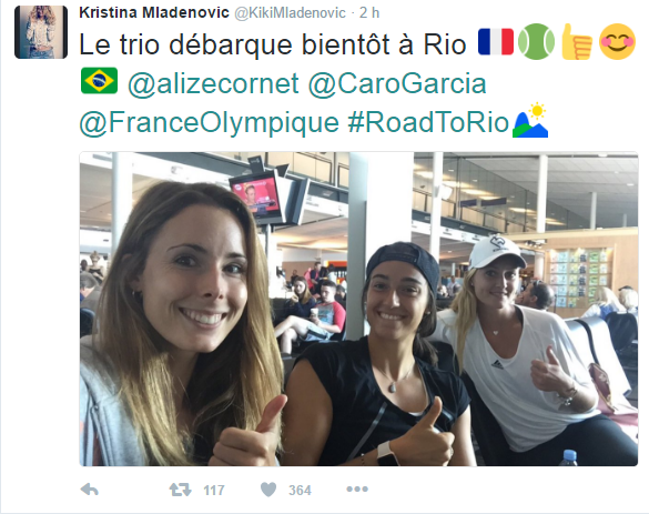 Les Françaises en route pour Rio! Le trio est aligné en simple et la paire Garcia/Mladenovic tentera aussi de gagner une médaille en double