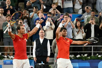 Nadal and Alcaraz challenged but through to the Olympic doubles quarter-finals!