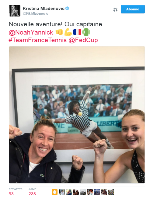 Réaction enthousiaste de Mladenovic et Parmentier après l'annonce de la nomination de Noah comme capitaine de l'équipe de France de Fed Cup