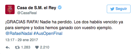 Felipe VI, à propos du match Federer-Nadal : Nul n'a perdu