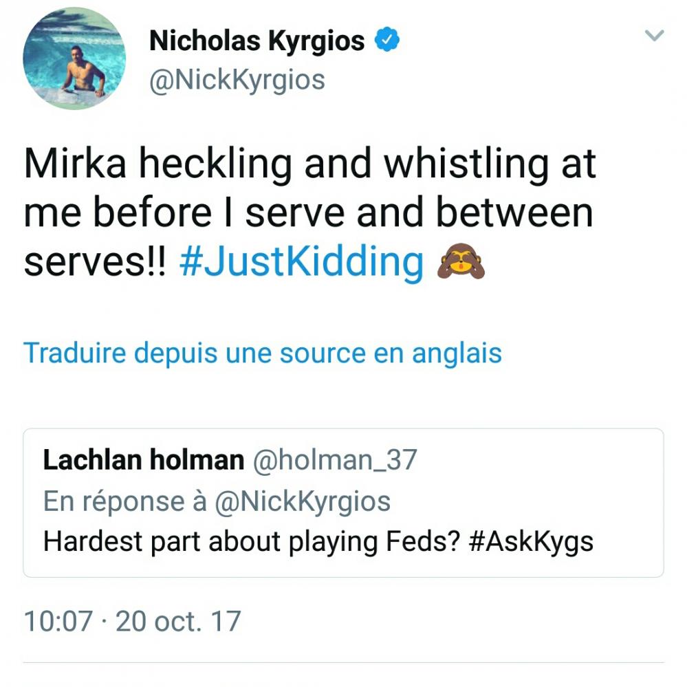 Quand Kyrgios amuse la galerie sur Twitter : 