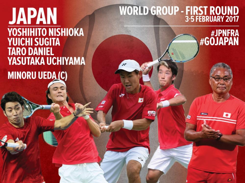 Coupe Davis : Nishikori absent, Nishioka, Sugita, Daniel et Uchiyama composent l'équipe japonaise qui recevra la France au 1er tour