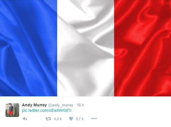 Murray affiche aussi son soutien après les attentats perpétrés à Paris vendredi