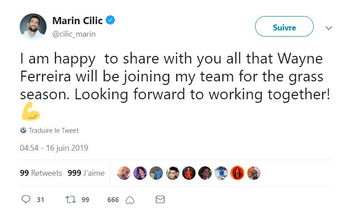 Wayne Ferreira rejoint le staff de Marin Cilic pour la saison sur gazon