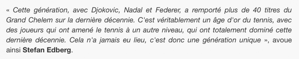 Edberg : Djokovic, Nadal et Federer ont remporté plus de 40 Grand Chelem sur la dernière décennie