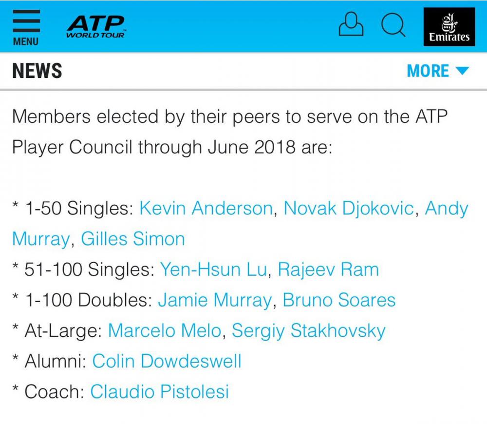 Djokovic et Murray ont été élus au conseil des joueurs ATP