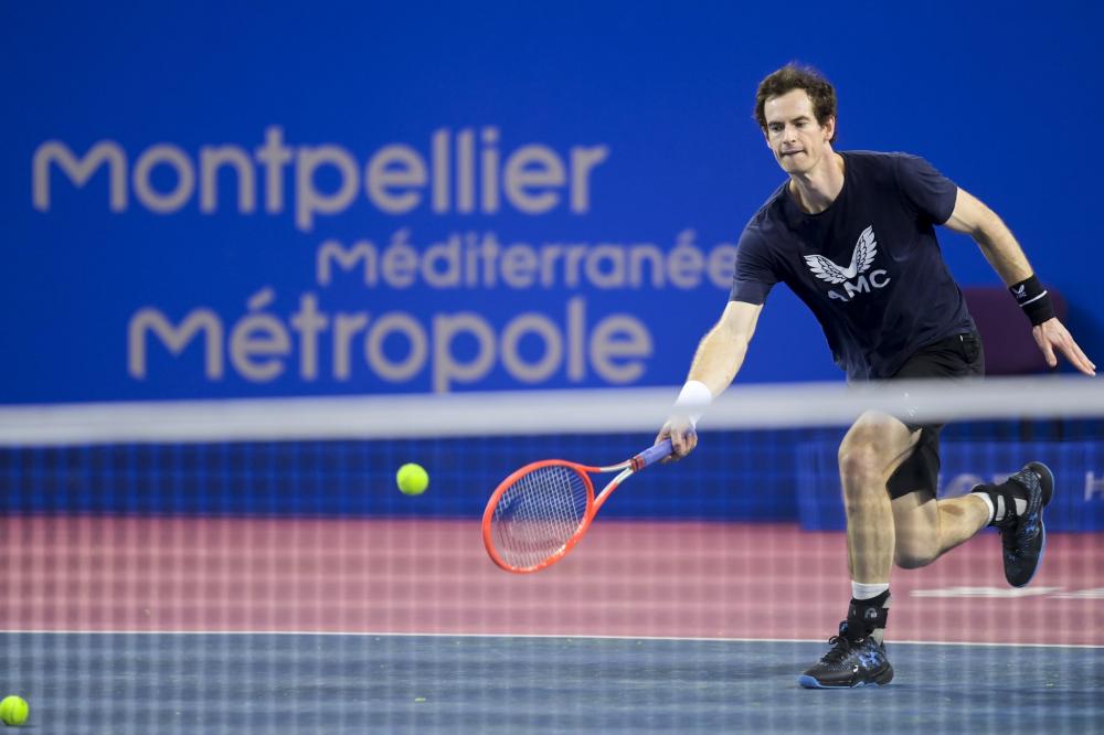 Murray et Pouille se sont entrainés ensemble à l'Open Sud de France ce samedi avant de démarrer le tournoi qui commence lundi