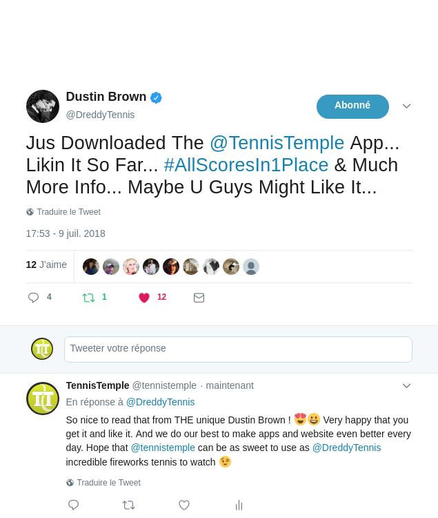 When Dustin Brown himself recommends TennisTemple