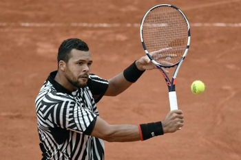 Tsonga et Gulbis à l'échauffement sur le Court Philippe Chatrier