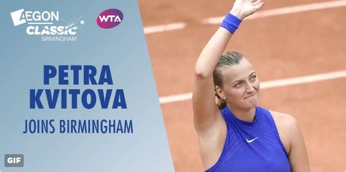 Kvitova participera au tournoi de Birmingham (19-25 juin), ainsi qu'à celui de New Haven (20-26 août) où elle s'est déjà imposée trois fois.