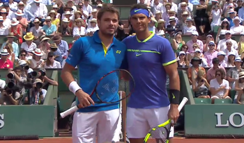 Nadal et Wawrinka sont à l'échauffement sur le Chatrier
