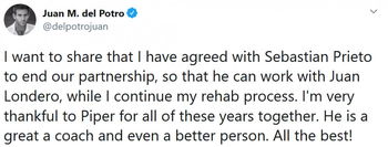 Del Potro et son entraîneur Sebastian Prieto se séparent